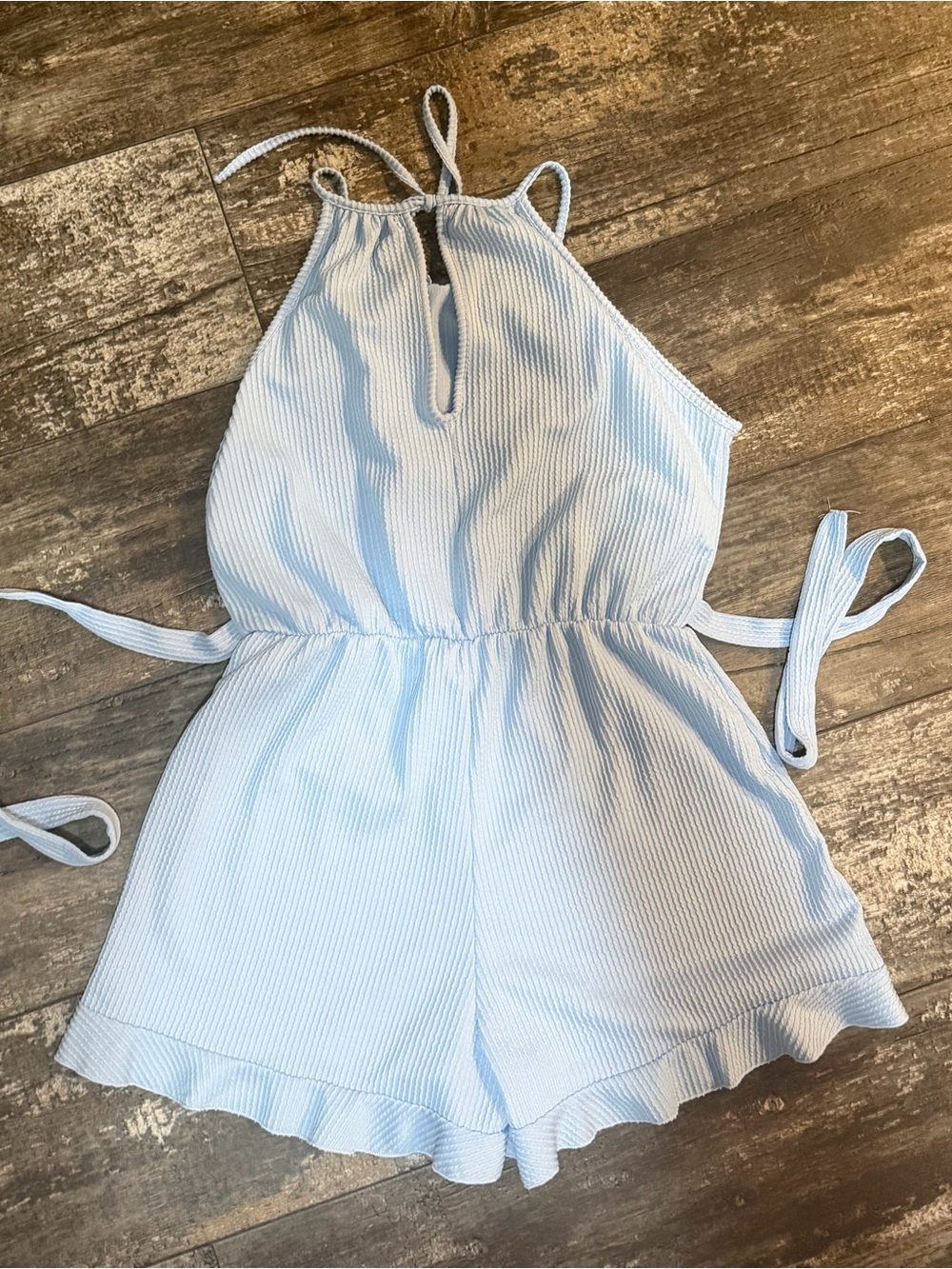 Light Blue women’s ribbed  Romper - Brand Unspecified - Picture 3 of 3